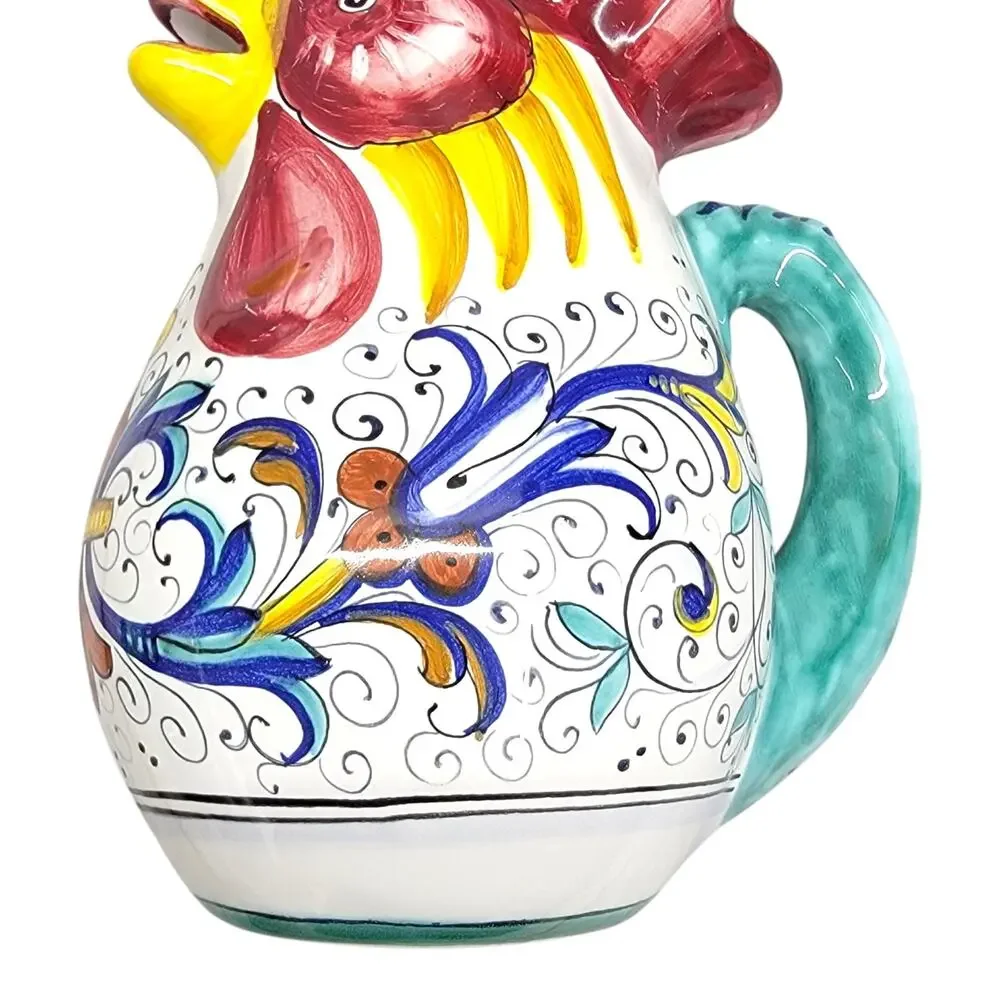 FIMA Deruta Ricco Deruta Ceramic Rooster Pitcher 0.5L Made in Italy Good Luck